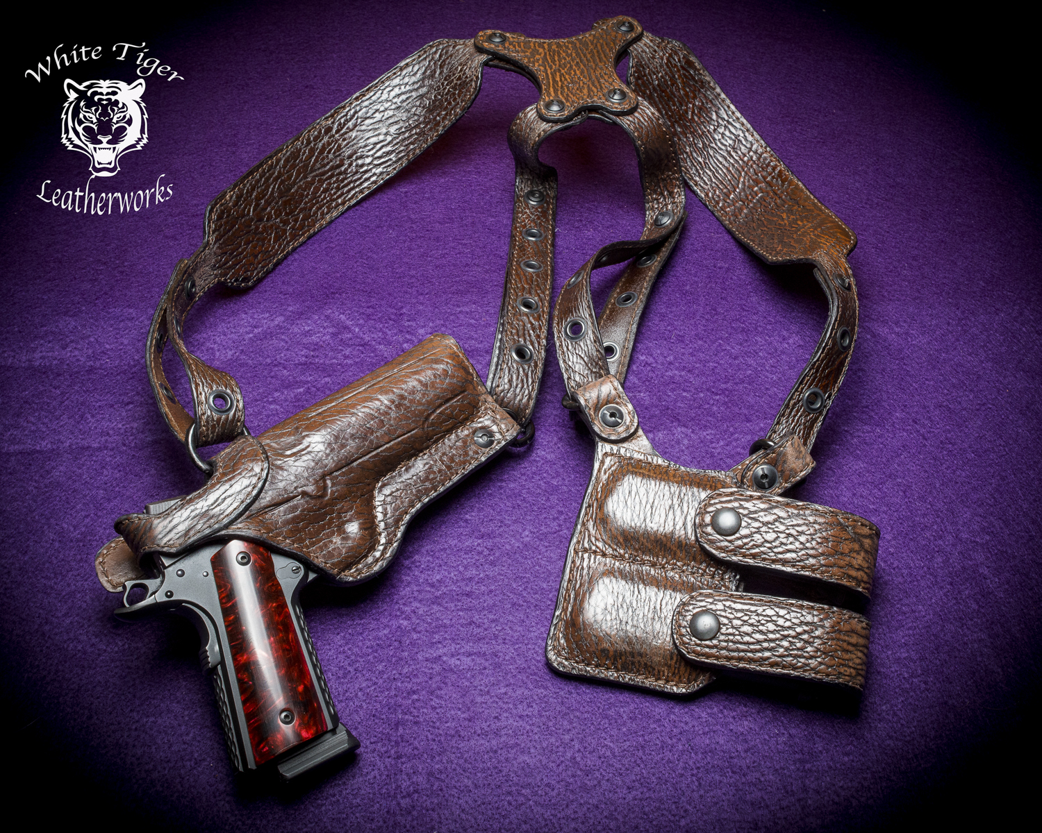 1911 Shoulder Holster. Genuine Brown Shark